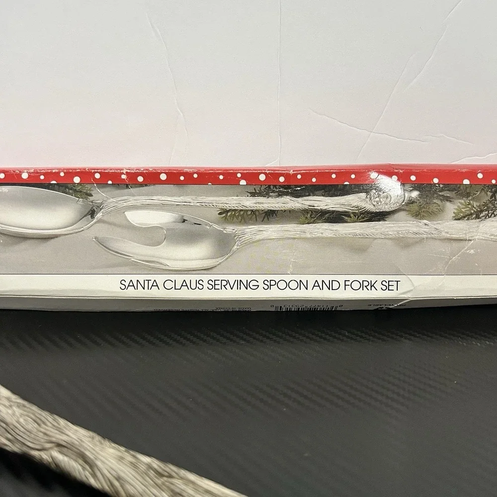International Silver Silverplated Santa‎ Claus Serving Spoon & Fork Christmas